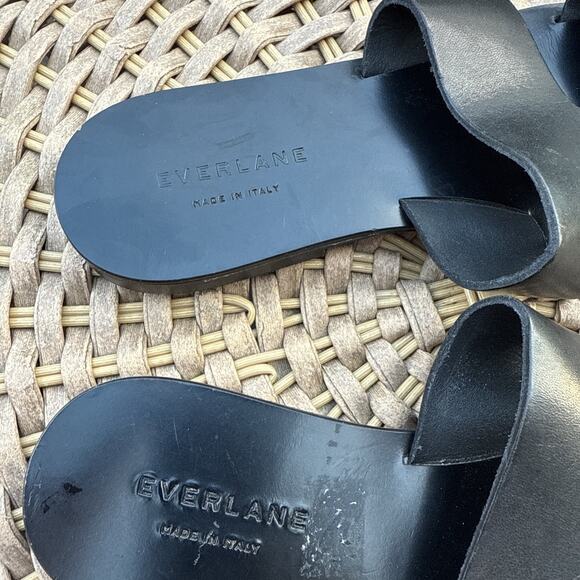 Everlane Black Leather Sandals Slides Women’s 7 Made In Italy - Picture 4 of 13